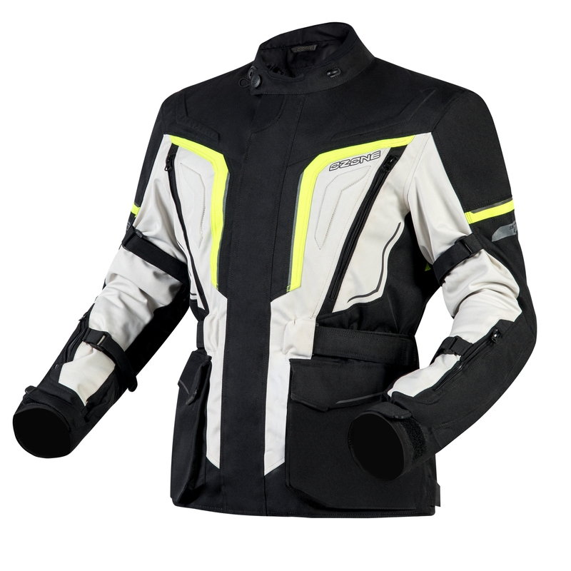 Bunda na motocykel Ozone Sahara čierno-šedo-fluo žltá výpredaj