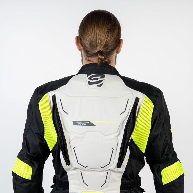 Bunda na motocykel Ozone Sahara čierno-šedo-fluo žltá výpredaj