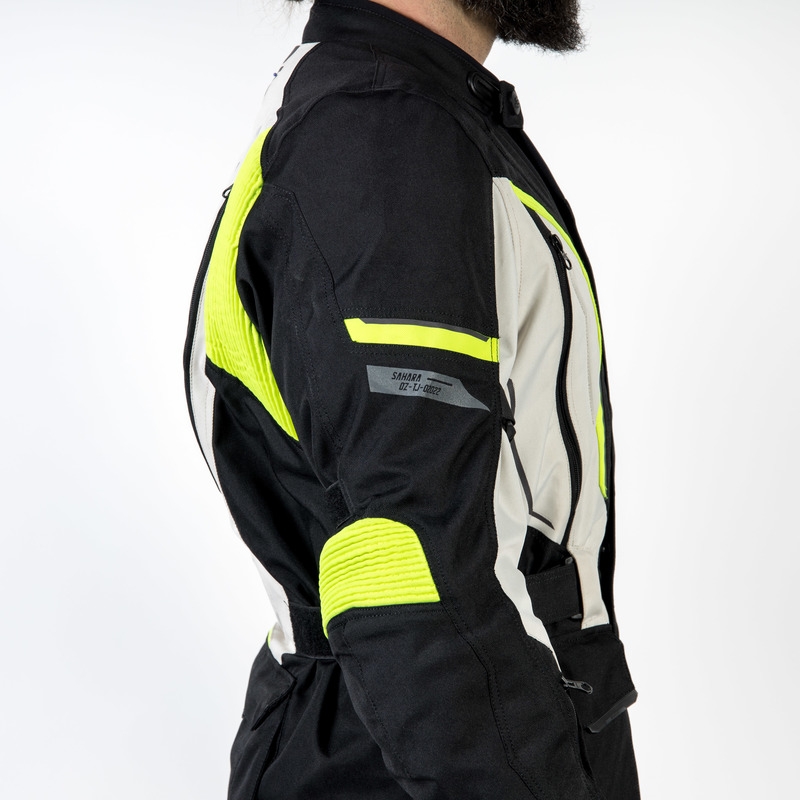 Bunda na motocykel Ozone Sahara čierno-šedo-fluo žltá výpredaj