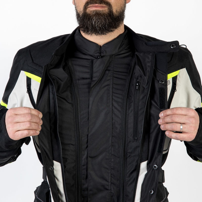 Bunda na motocykel Ozone Sahara čierno-šedo-fluo žltá výpredaj