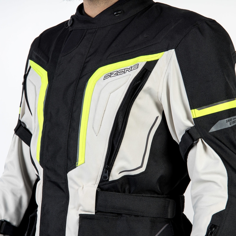 Bunda na motocykel Ozone Sahara čierno-šedo-fluo žltá výpredaj
