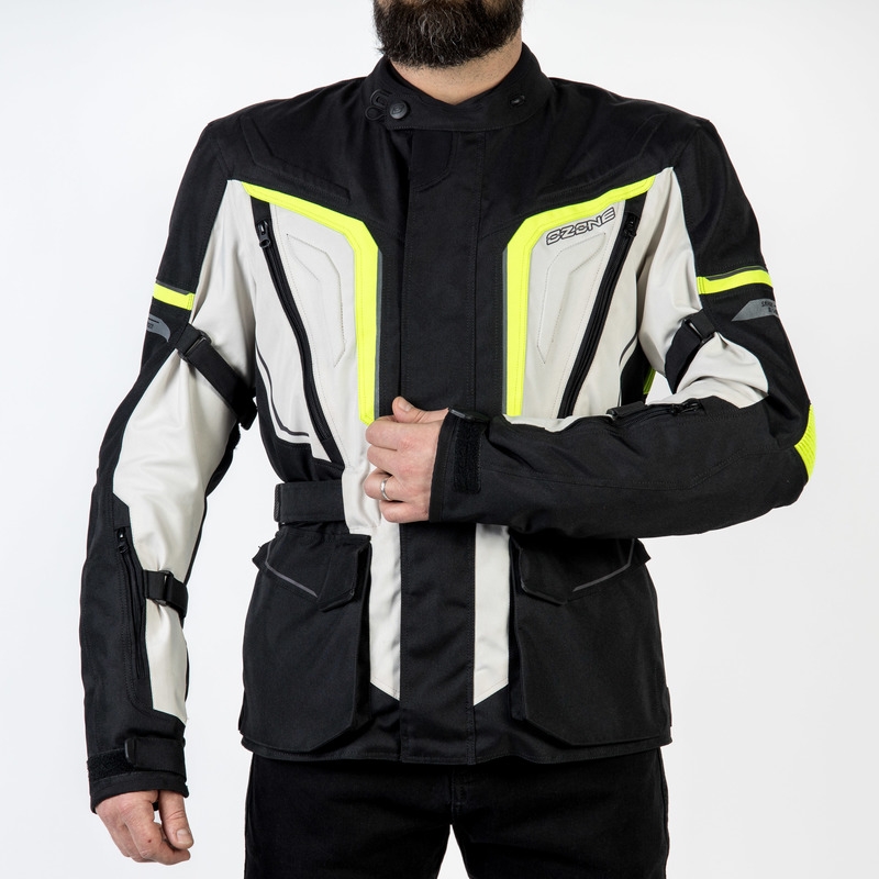 Bunda na motocykel Ozone Sahara čierno-šedo-fluo žltá výpredaj