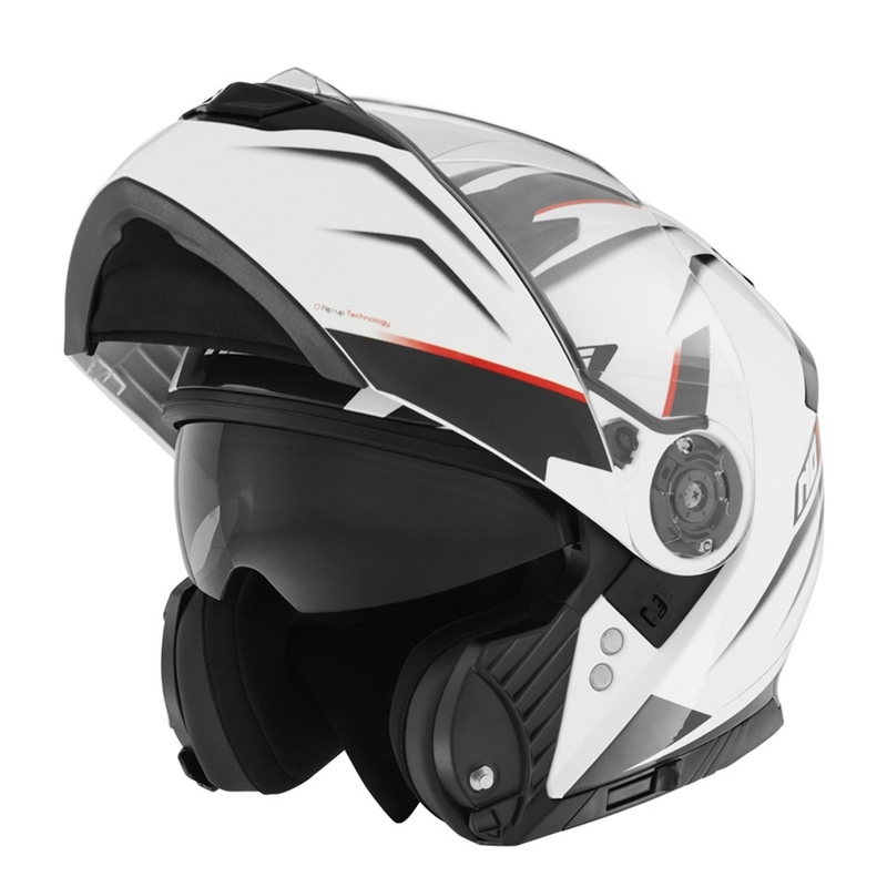 Odklápacia prilba na motocykel NOX N965 Supra bielo-červená