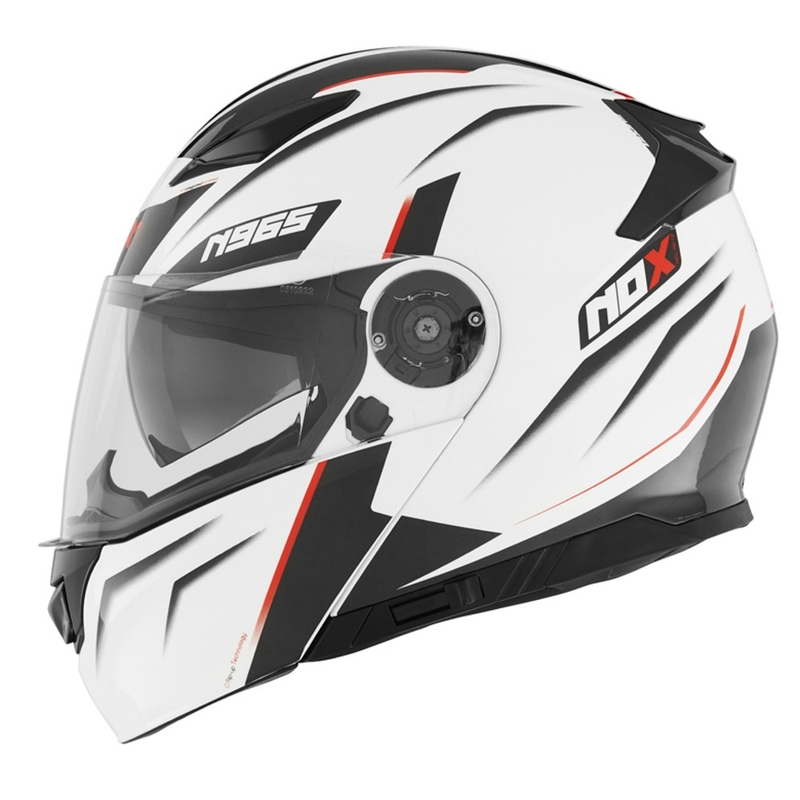 Odklápacia prilba na motocykel NOX N965 Supra bielo-červená