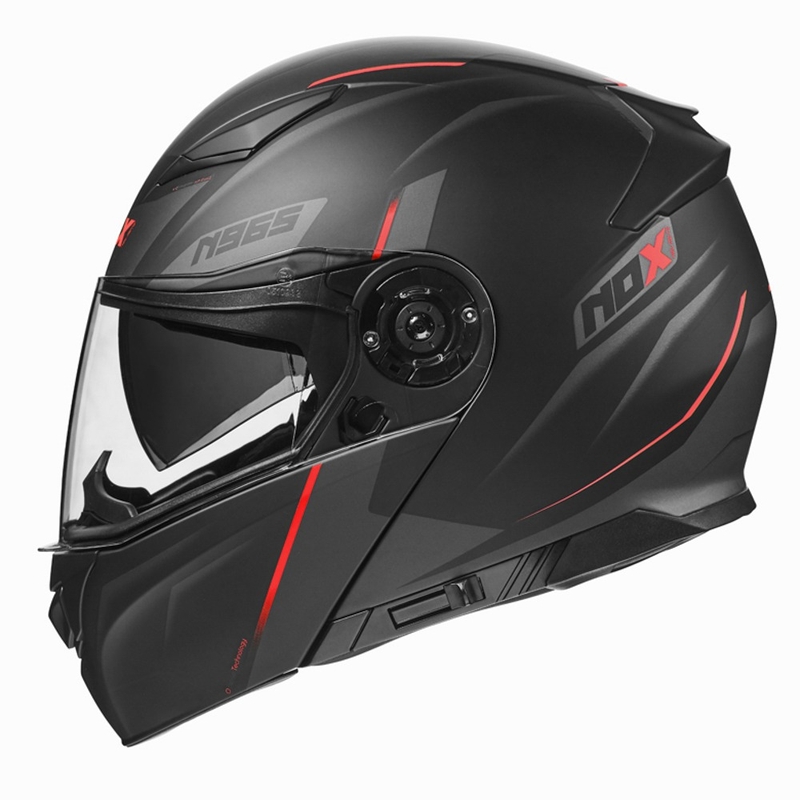 Odklápacia prilba na motocykel NOX N965 Supra čierno-červená