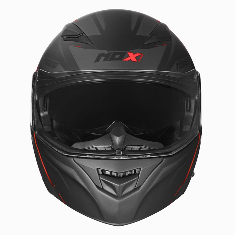 Odklápacia prilba na motocykel NOX N965 Supra čierno-červená