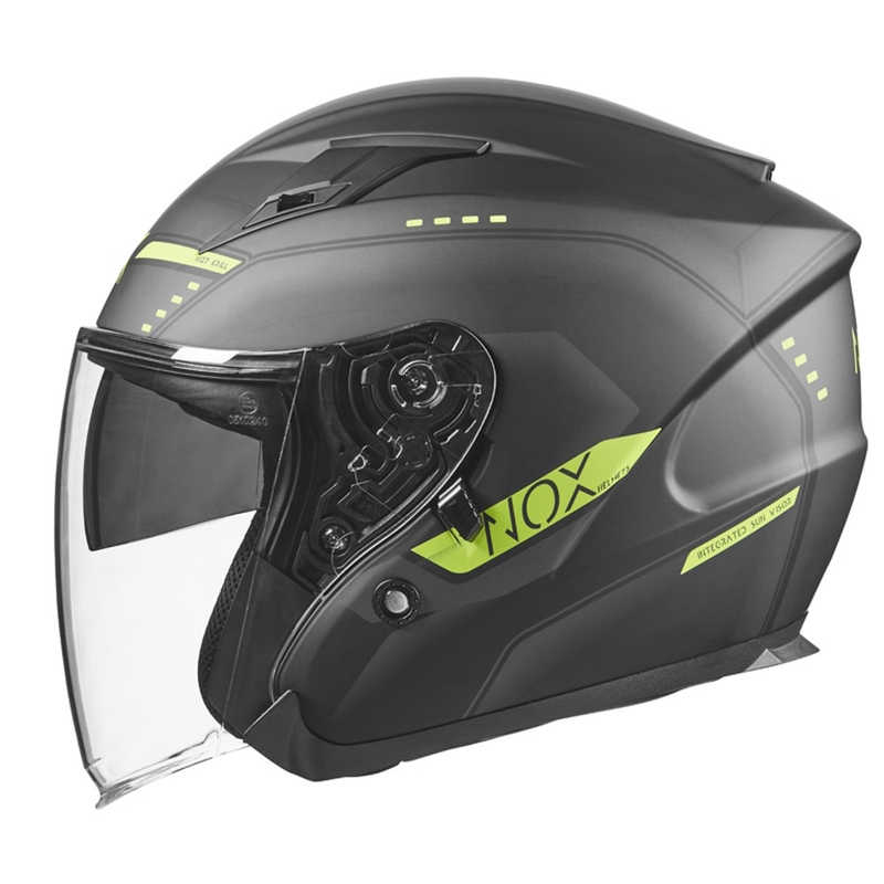 Otvorená prilba na motocykel NOX N128 Krill čierno-fluorescenčno žltá