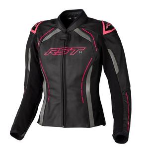 Dámska kožená bunda na motocykel RST S1 CE čierno-sivo-ružová výpredaj