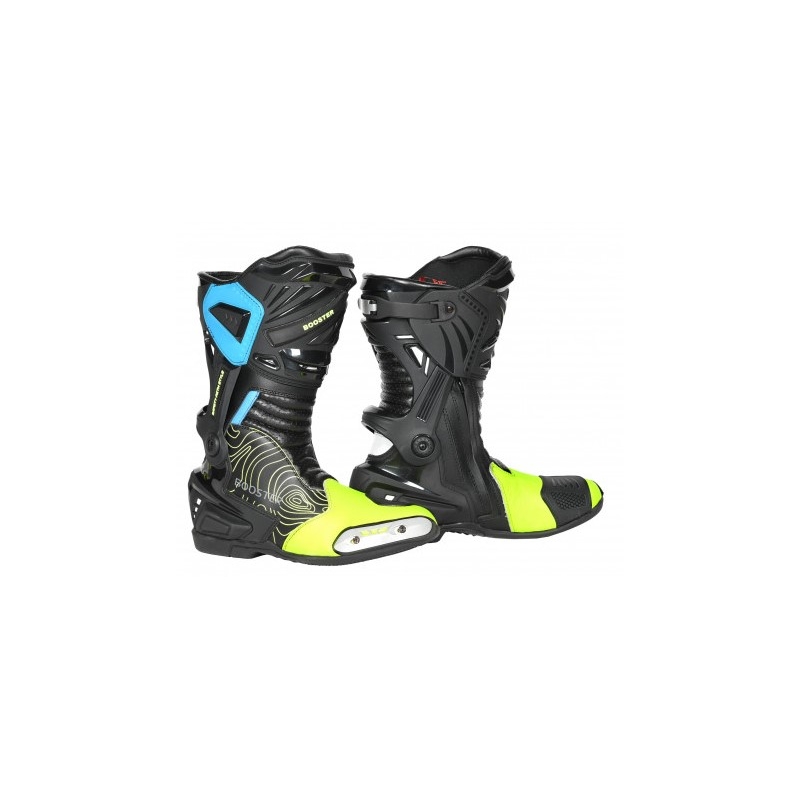 Vysoké čižmy na motocykel Booster X-Race čierno-fluorescenčno žlté výpredaj