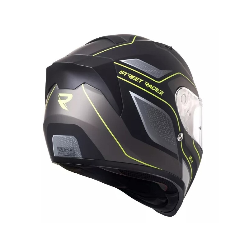 Integrálna prilba na motocykel Street Racer SR I1 čierno-šedo fluo žltá