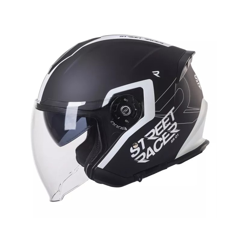 Otvorená prilba na motocykel Street Racer SR 01 čierno-biela