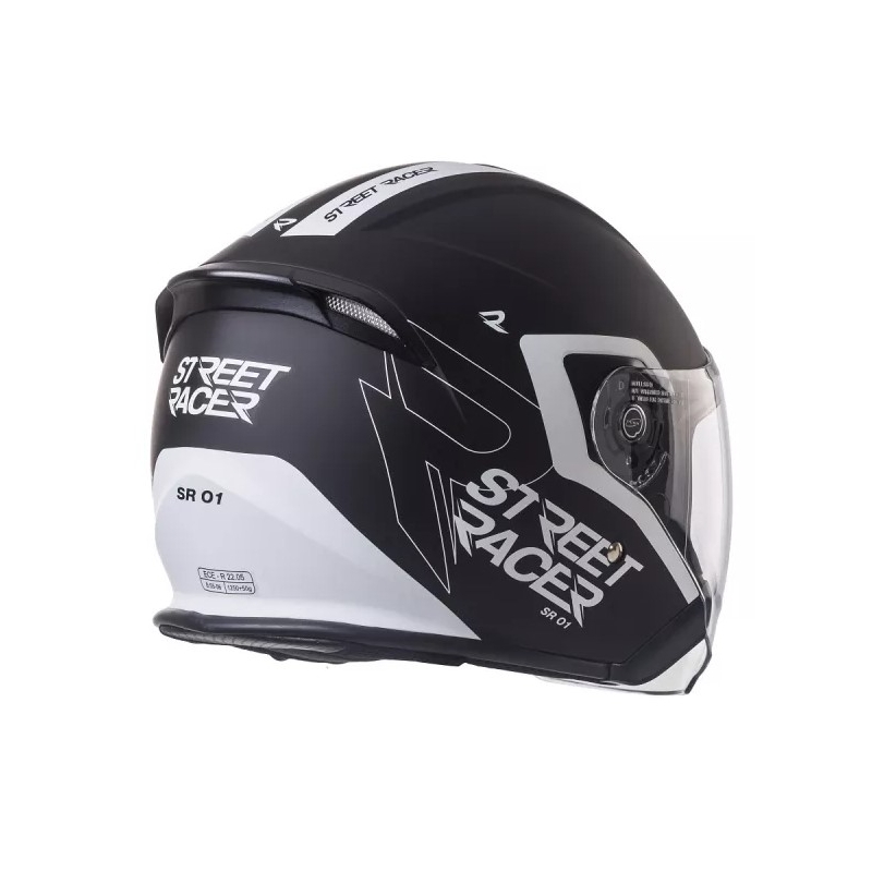 Otvorená prilba na motocykel Street Racer SR 01 čierno-biela