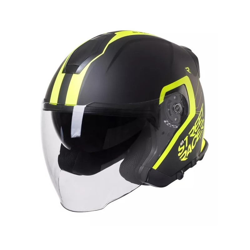 Otvorená prilba na motocykel Street Racer SR 01 čierno-fluo žltá