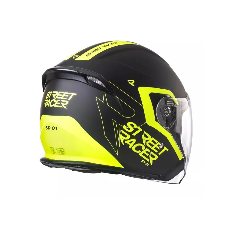 Otvorená prilba na motocykel Street Racer SR 01 čierno-fluo žltá