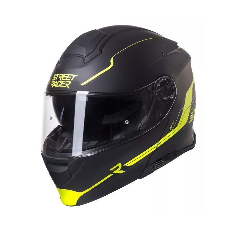 Vyklápacia prilba na motocykel Street Racer SR V1 čierno-fluo žltá výpredaj