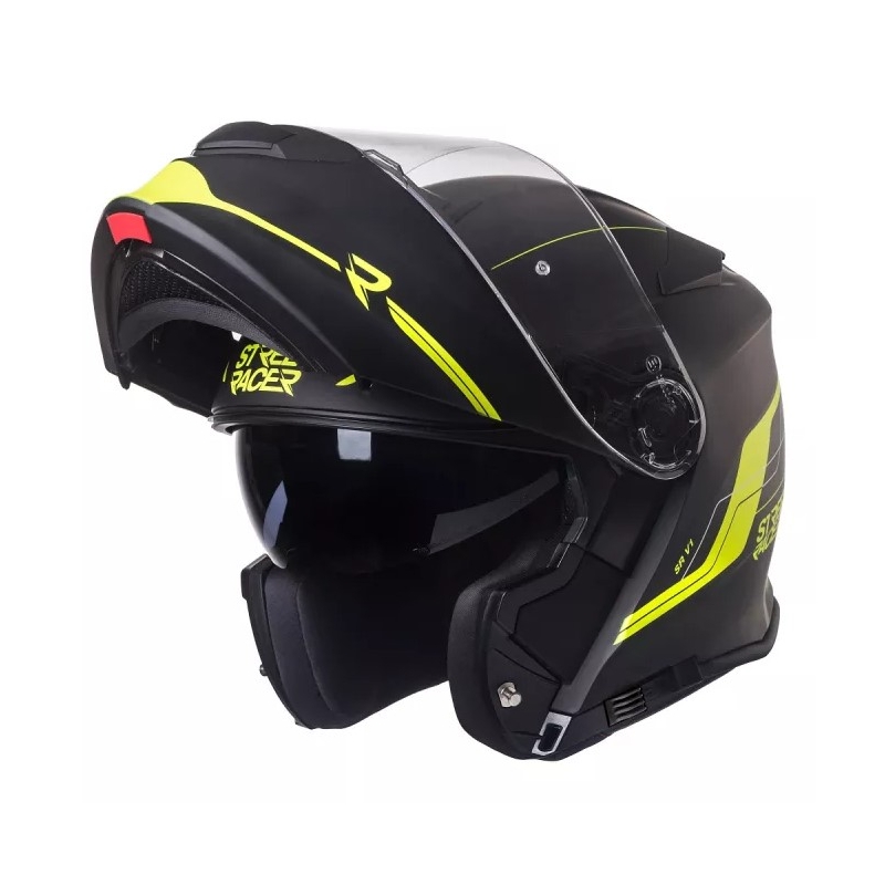 Vyklápacia prilba na motocykel Street Racer SR V1 čierno-fluo žltá výpredaj
