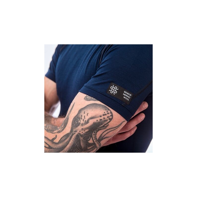 Pánske tričko Sensor Merino Active tmavo modré - krátký rukáv výpredaj