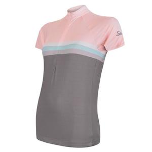 Dámsky dres Sensor Summer Stripe šedo-ružový - krátky rukáv výpredaj