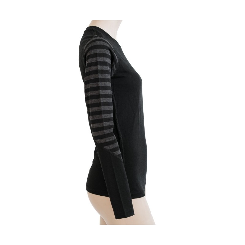 Dámske funkčné tričko Sensor Merino Active čierno-sivé - dlhý rukáv výpredaj