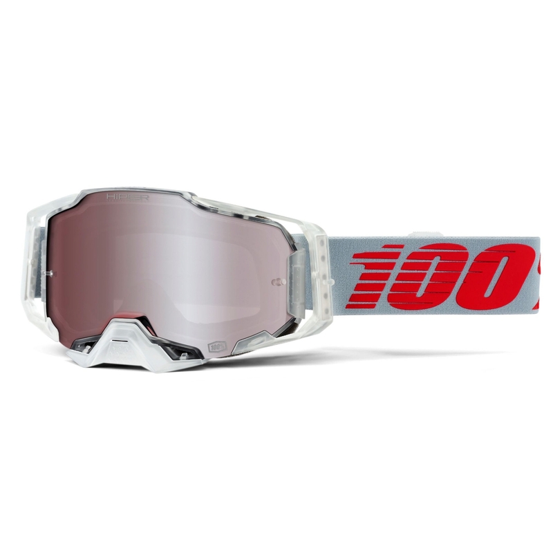 Motokrosové okuliare 100 % ARMEGA  X-Ray-Hiper strieborné plexisklo