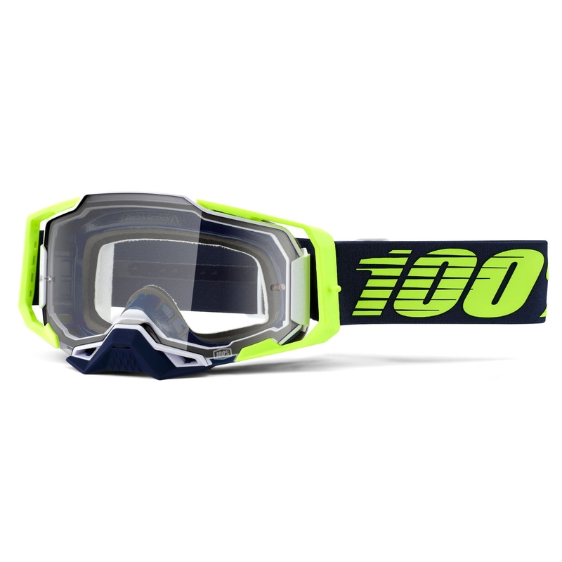 Motokrosové okuliare 100 % ARMEGA Deker zeleno-modré (číre plexisklo)