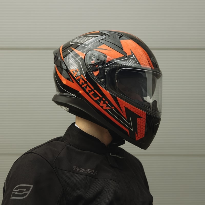 Integrálna prilba na motocykel Ozone Arrow čierno-šedo-fluorescenčno červená
