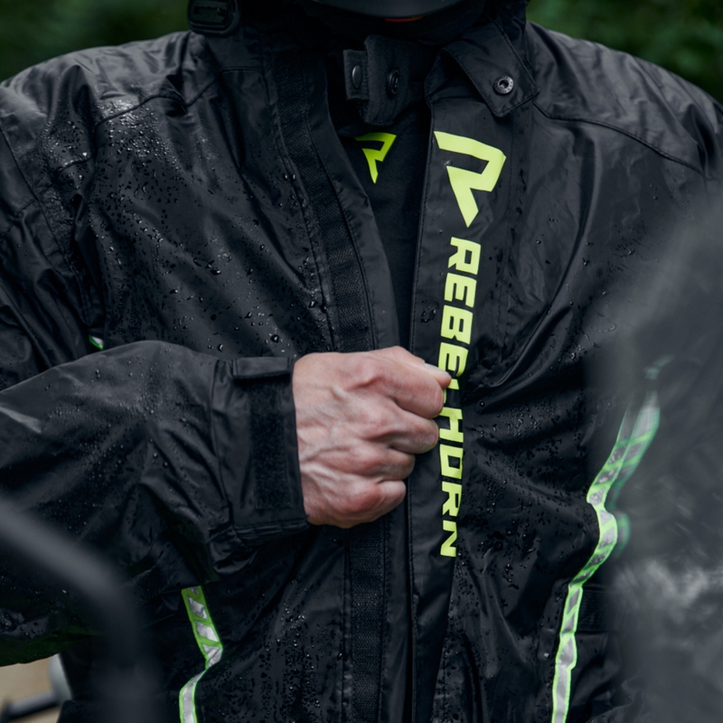 Moto bunda do dažďa Rebelhorn Patrol čierno-fluo žltá