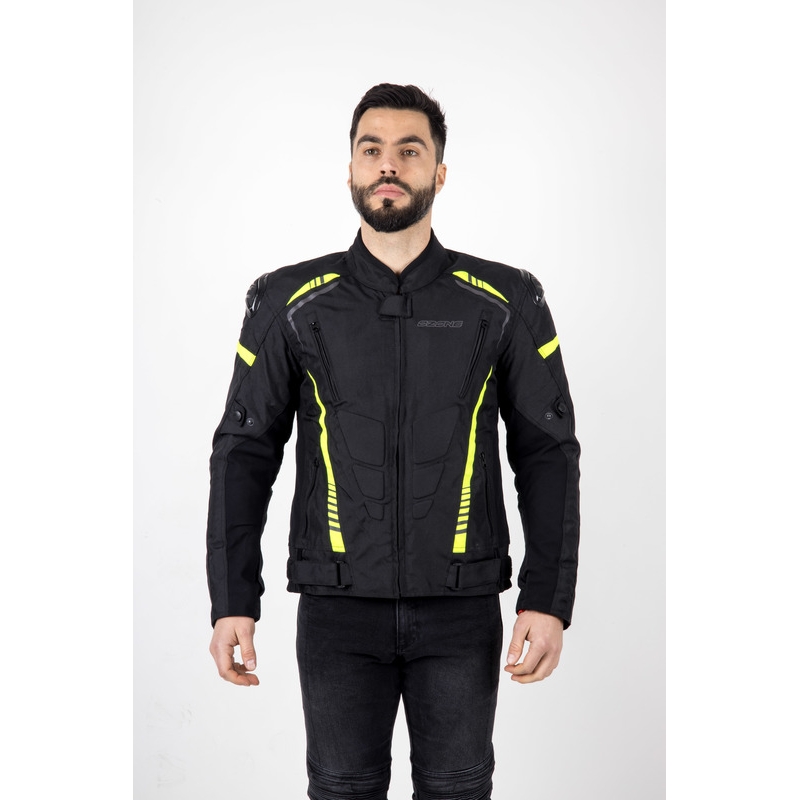 Bunda na motocykel Ozone Pulse čierno-fluorescenčno žltá