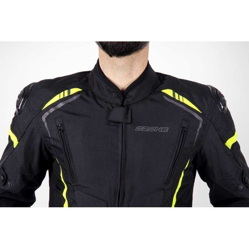 Bunda na motocykel Ozone Pulse čierno-fluorescenčno žltá