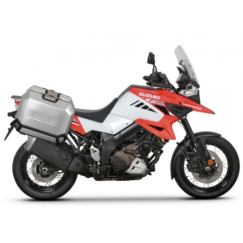 Kompletná sada bočných hliníkových kufrov SHAD TERRA,  47/47 litrový bočné kufre, vrátane montážnej sady SHAD SUZUKI DL 1000 V-Strom/ DL 1050 V-Strom