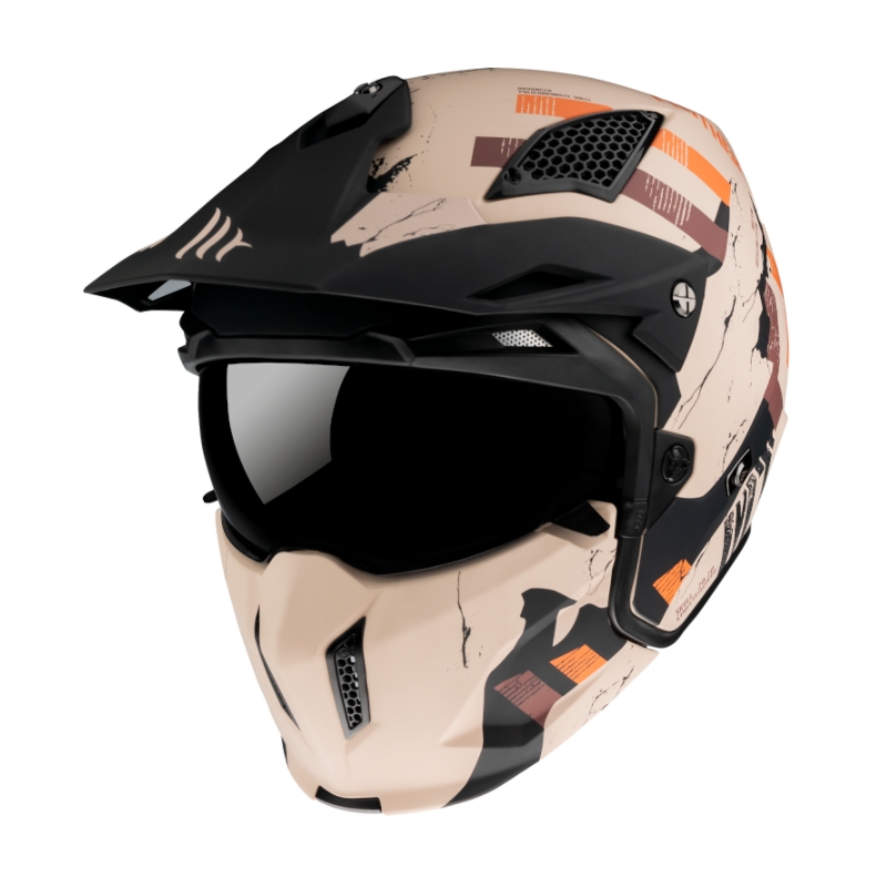 Prilba na motocykel MT Streetfighter Skull 2020 oranžovo-hnedá - II. akosť