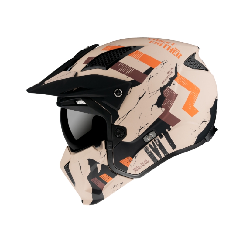 Prilba na motocykel MT Streetfighter Skull 2020 oranžovo-hnedá - II. akosť