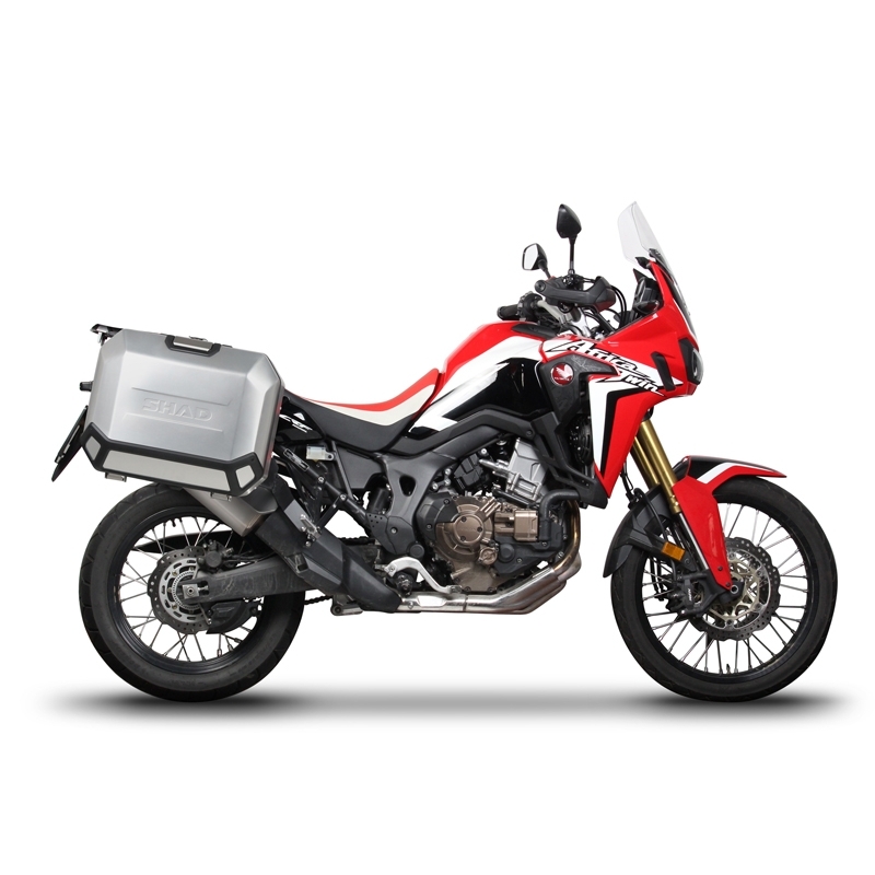 Kompletná sada bočných čiernych hliníkových kufrov SHAD TERRA BLACK , 36/47 l litrov, vrátane montážnej sady SHAD HONDA CRF 1000 Africa Twin