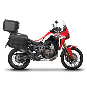 Kompletná sada čiernych hliníkových kufrov SHAD TERRA BLACK , 37 litrov vrchný kufor, 36/47 litrov bočné kufre, vrátane montážnej sady a platni SHAD HONDA CRF 1000 Africa Twin