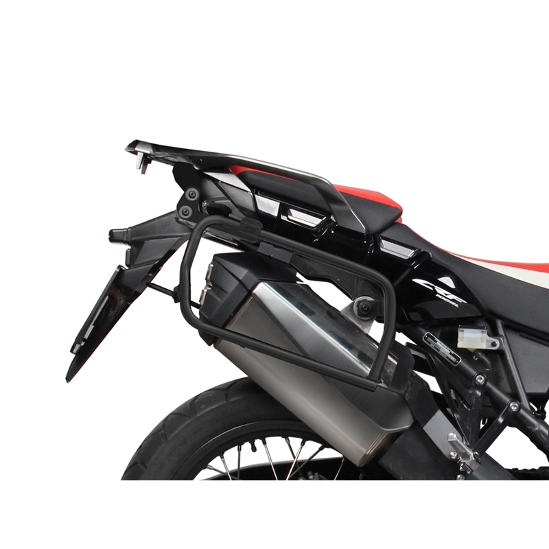 Kompletná sada čiernych hliníkových kufrov SHAD TERRA BLACK , 37 litrov vrchný kufor, 36/47 litrov bočné kufre, vrátane montážnej sady a platni SHAD HONDA CRF 1000 Africa Twin