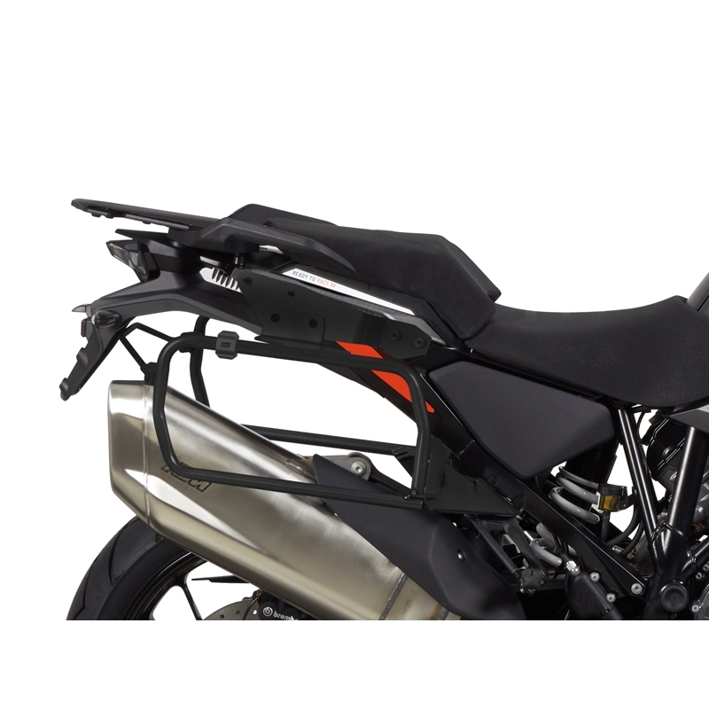 Kompletná sada čiernych hliníkových kufrov SHAD TERRA BLACK , 37 litrov vrchný kufor, 36/47 litrov bočné kufre, vrátane montážnej sady a platni SHAD KTM Super Adventure 1290 (R, S)