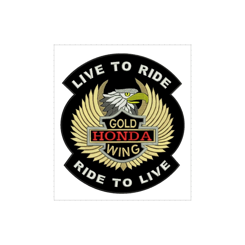 Nášivka Live to Ride Gold Wing - veľká