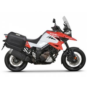 Kompletná sada bočných čiernych hliníkových kufrov SHAD TERRA BLACK , 47/47 litrov bočné kufre, vrátane montážnej sady SHAD SUZUKI DL 1000 V-Strom/ DL 1050 V-Strom