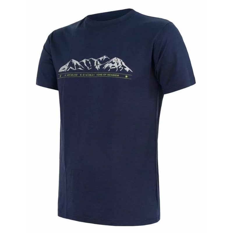 Pánske tričko Sensor Merino Active PT Mountains tmavo modré výpredaj