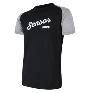 Pánske tričko Sensor Merino Active PT Logo čierno-sivé výpredaj