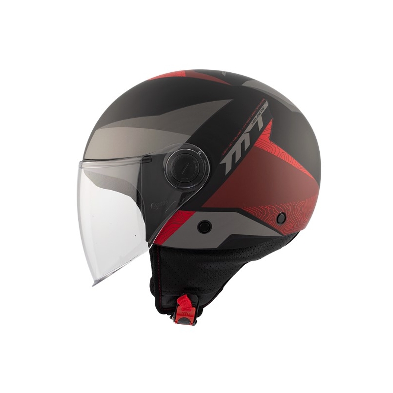 Otvorená prilba na motocykel MT 0F501 Street Poke B5 Rojo čierno-sivo-červená výpredaj