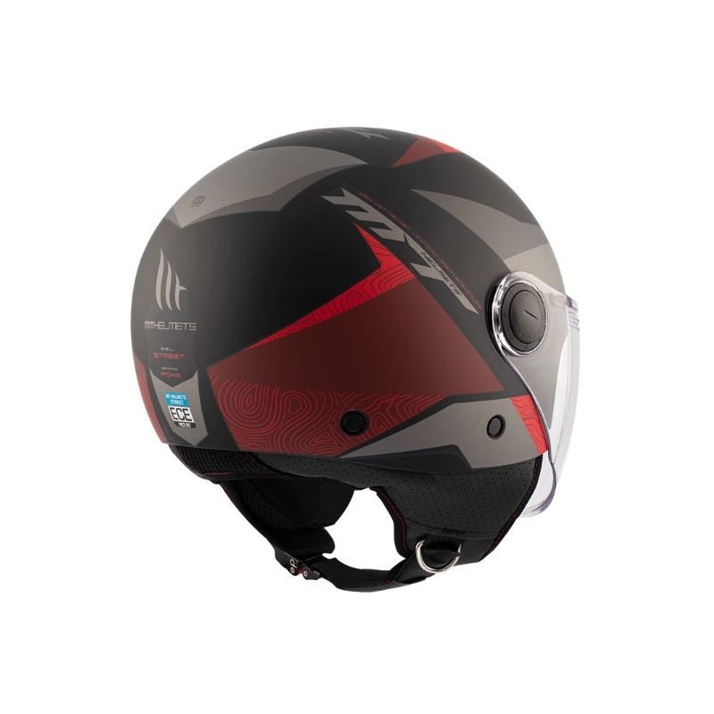 Otvorená prilba na motocykel MT 0F501 Street Poke B5 Rojo čierno-sivo-červená výpredaj
