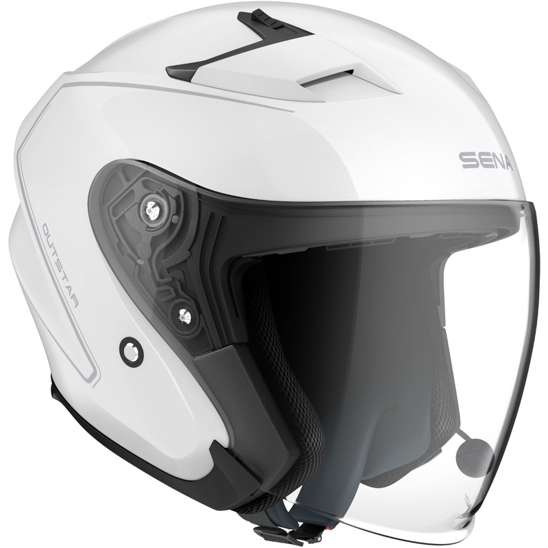 Otvorená prilba na motocykel s headsetom SENA Outstar biela lesklá