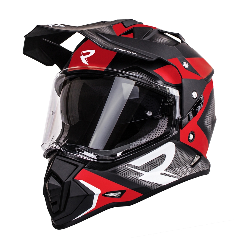 Enduro prilba Street Racer Tracker čierno-bielo-červená výpredaj