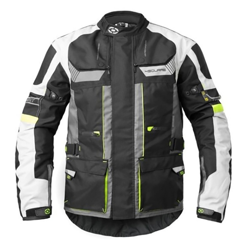 Bunda na motocykel 4SQUARE Shield čierno-bielo-fluorescenčno žltá výpredaj