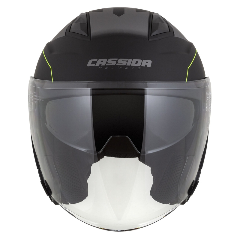 Otvorená prilba na motocykel Cassida Jet Tech Roxor čierno-šedo-fluorescenčno žltá matná výpredaj