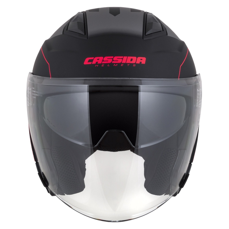 Otvorená prilba na motocykel Cassida Jet Tech Roxor čierno-šedo-fluorescenčno červená matná