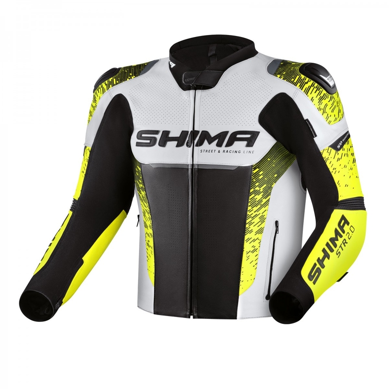 Bunda na motocykel Shima STR 2.0 čierno-bielo-fluo žltá