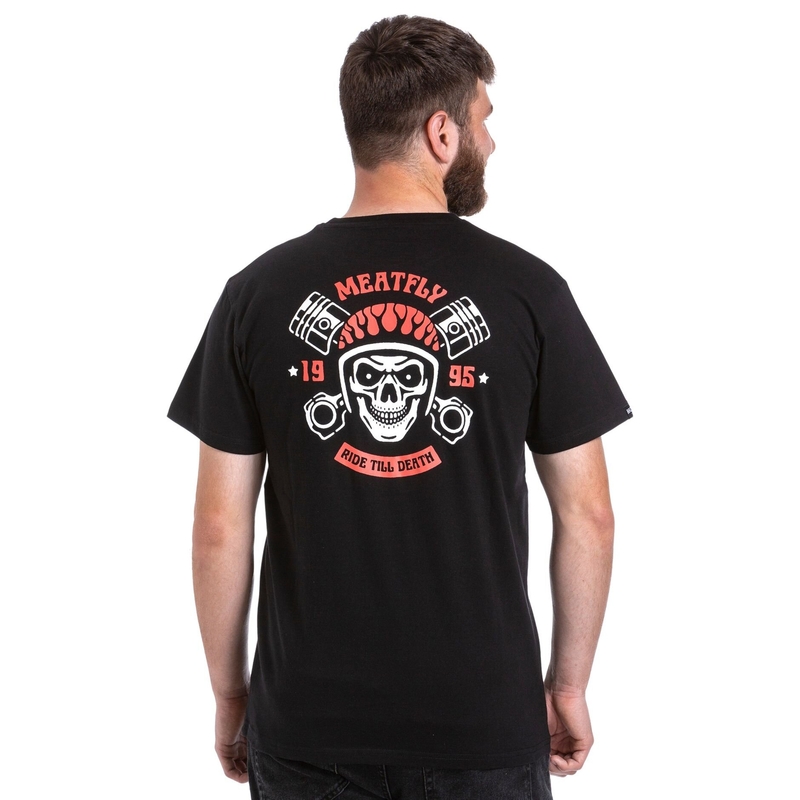 Tričko Meatfly Ride Till Death oranžovo-čierne výpredaj