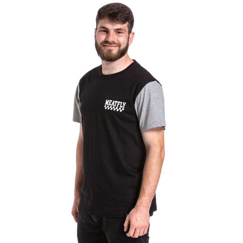 Tričko Meatfly Racing čierno-šedé výpredaj